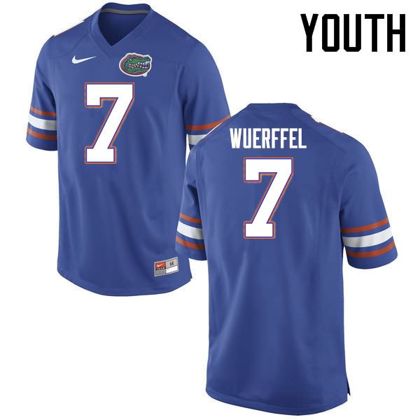 NCAA Florida Gators Danny Wuerffel Youth #7 Nike Blue Stitched Authentic College Football Jersey RFI6264ZC